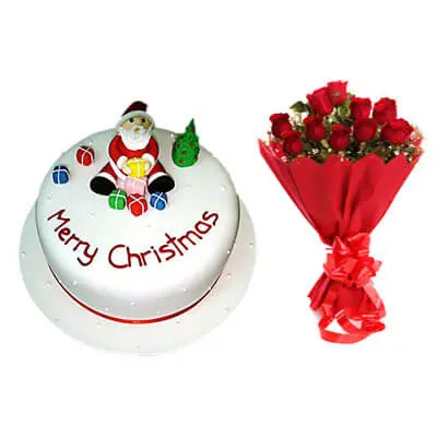 Christmas cake gift boxes and card for text Vector Image