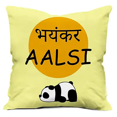 Bhayankar Aalasi Printed Cushion