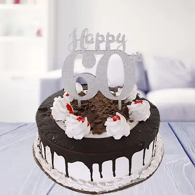 Buy/Send 60th Birthday Black Forest Cake Online @ Rs. 1994 - SendBestGift