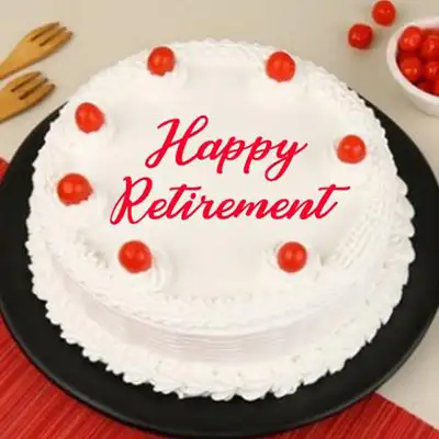 Happy Retirement Vanilla Cake