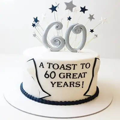 60th Birthday Fondant Cake