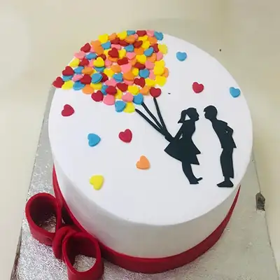 Anniversary Cake - Kiss and Cupid theme cake - Buy Romantic Cake for couple  for Delivery in Gurugram, Noida and Greater Noida – Creme Castle