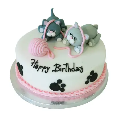 Organic Catnip and Tuna or Chicken Deluxe Kitty Grey Cat Birthday Cake Blue  Roses » Pampered Paw Gifts
