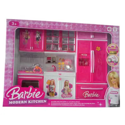 barbie set and kitchen set