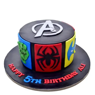 3-Tier Avengers themed 1st birthday cake | Tiered cakes birthday, Avenger  cake, Cake